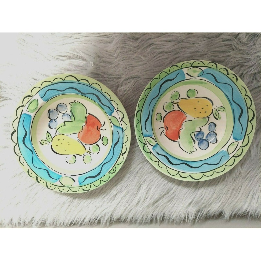 Lot of 2 Vintage Sango Orchard Rimmed Soup Serving Bowl Hand Painted Retro 6103‎